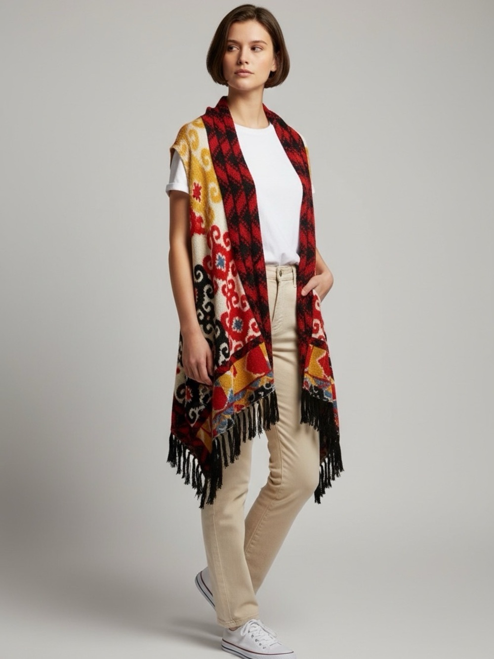 Soho Chick | Aztec Print Sleeveless Open Shrug Size Small